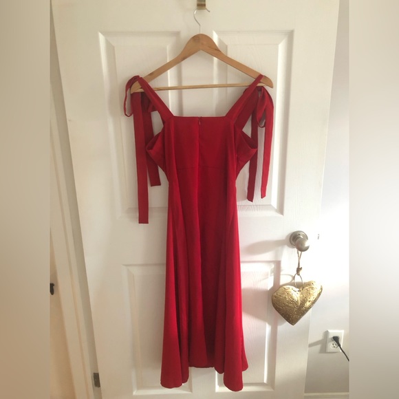 ✨NEW - Sweetheart Neckline Tie Strap Slit Sleeveless Midi Party Cocktail Dress - Picture 9 of 12